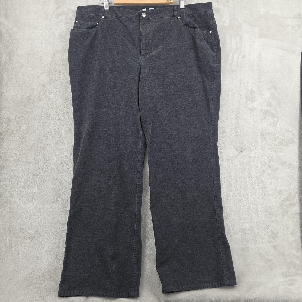 Jones New York Pants Womens 20W Gray Corduroy Stretch Straight Leg Khakis Casual